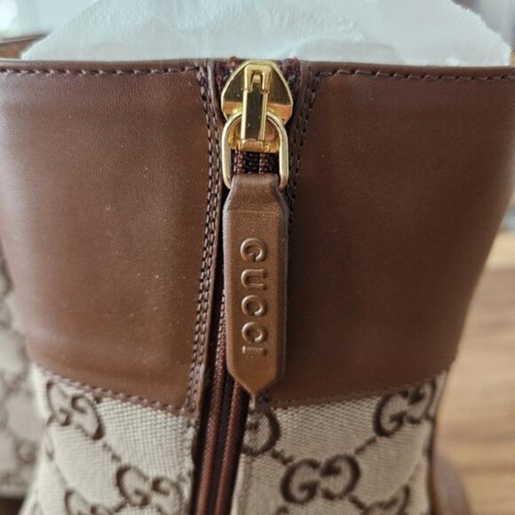 NWT Gucci GG Canvas Brown Monogram Ankle Boots - Picture 8 of 14